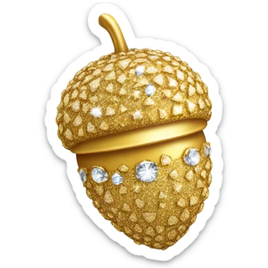sparkling diamond Acorn, with stem made of gold sticker