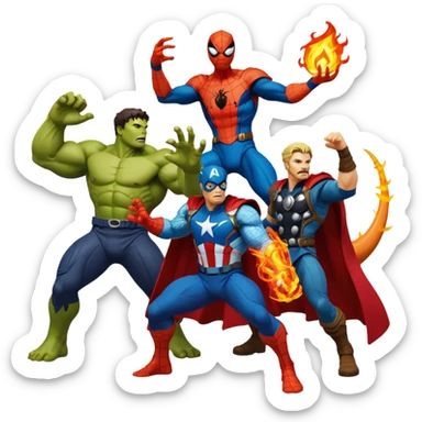 A Spider-Man Hulk, Thor Captain America, Doctor Strange Charzard sticker