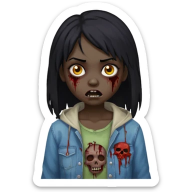 girl, zombie, black hair, long, dark, spooky, creepy expression sticker