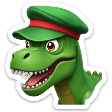 Angry Green Trex wearing red beret and eyeglasses  sticker