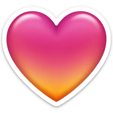 Dark pink to orange to yellow to orange to dark pink double gradient heart sticker