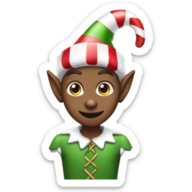 elf with candy cane sticker