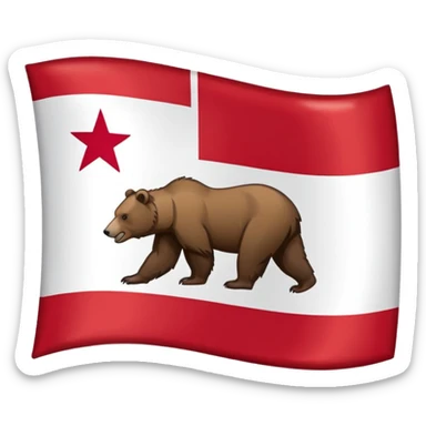 California state flag with bear, red star, and red stripe sticker