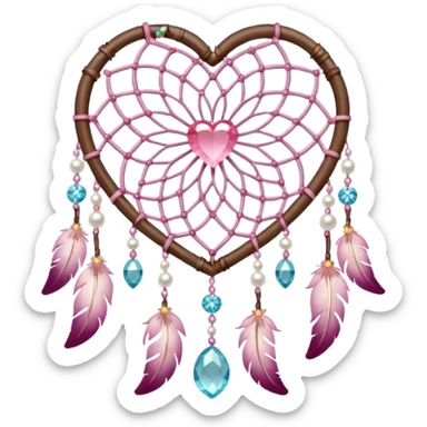 Sakura flower heart Cœur pastel suncatchers gemstones beadspearls crystals dreamcatcher sticker