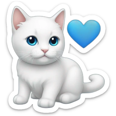 blue love, white love, cat, love symbol sticker