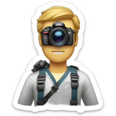 A white guy that is a profesional photographer of sailboats do it with the camera in front of his face ready to make a shot, you can not see his face because the camera is in front sticker