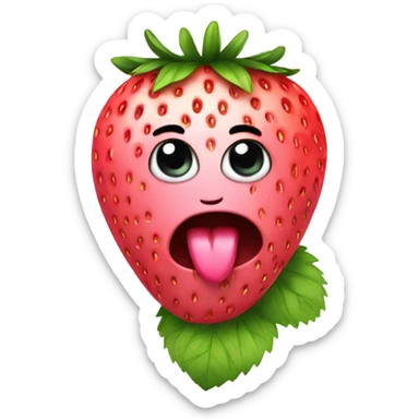Crying cute strawberry with eyelashes with pink bow on top sticker