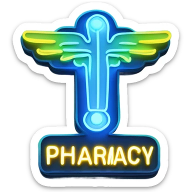 Neon pharmacy shop sign
 sticker