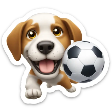 the dog and the cat playing football sticker
