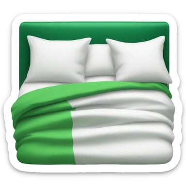 White bed with green sheets   sticker