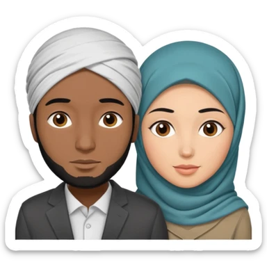 Mixed hijabi wife black husband black hair  sticker