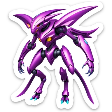 Shiny Exotic Colorful Futuristic epic Miraidon-Genesect-Fakémon-hybrid-creature (full body)  sticker