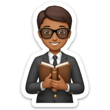 cool teacher wearing sunglasses smiling holding a book in a classroom sticker