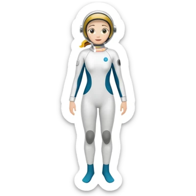woman diver full body white diver suit
 sticker
