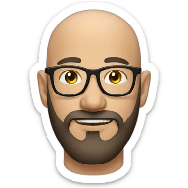 bald beard man with tattoo in glasses sticker