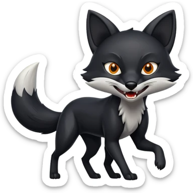 Black fox attacking sticker