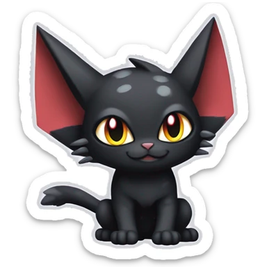 Cool Cute Edgy Black Dark Chibi Cat-Noibat-Noivern-Litten-Fakémon-hybrid sticker
