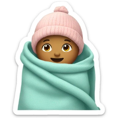 Newborn in beanie and blanket sticker