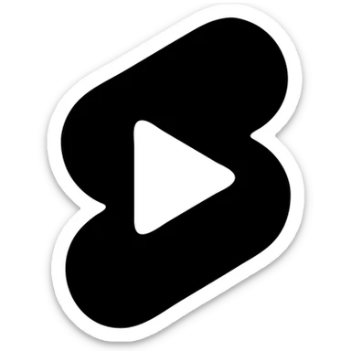 Modern minimalist logo inspired by YouTube Shorts but clearly distinct. Abstract red and white shapes on a white background. No text. Design a dynamic, playful symbol using rounded geometric forms, slightly resembling a play button or a film strip, but reimagined with a unique twist. Must look tech-oriented, simple, and brandable sticker