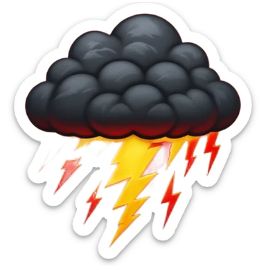 Black storm cloud with red lightning  sticker