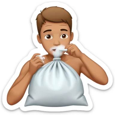 A man snorting a large bag of white powder  sticker