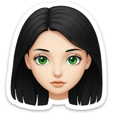 Attractive girl with long black hair and green eyes  sticker