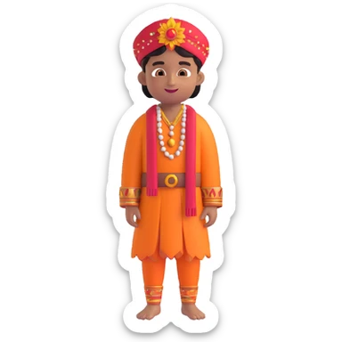 brother emoji, traditional Indian boy, festive attire, happy, warm colors, isolated on white background sticker