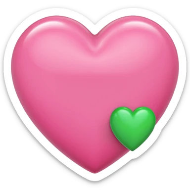 Pink heart with smaller green heart sticker