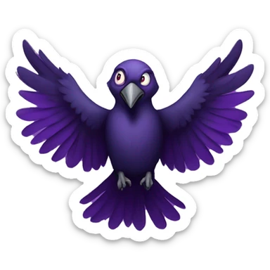 Twitch emote of a evil purple raven flying sticker