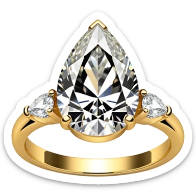 Pear cut engagement ring with small gold band with diamonds  sticker