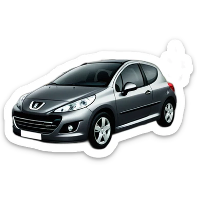 Peugeot 207 dark gray with French license plate AF-610-DX sticker