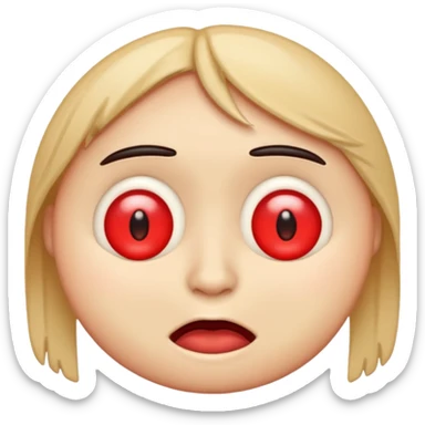 An emoji with red eyes  with tired face! sticker
