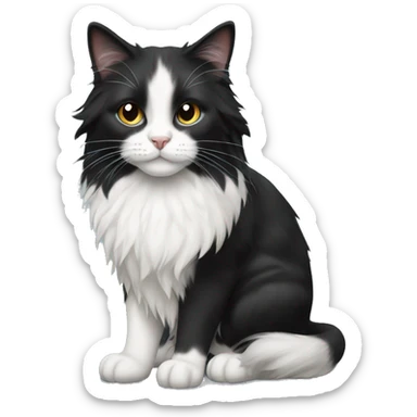 black-and-white cat domestic long-haired sticker