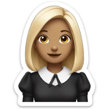 A cute rabbit with long eyelashes as a teacher wearing a nice black dress  sticker
