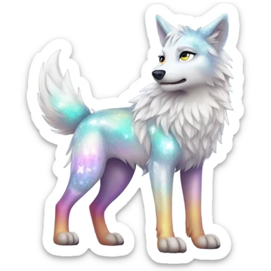 Colorful Shiny Sparkly Fionbri-Falvie-sparkle-wolf-sona full body with intricate markings sticker