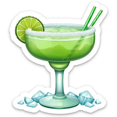 Green margarita with a lime slice on the rim sticker