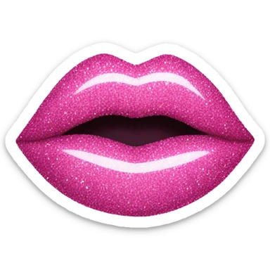 Pink glittery lips with the word PLEASE written in between the lips sticker