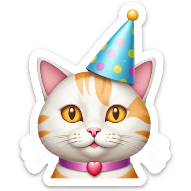 Cat with birthday party  sticker