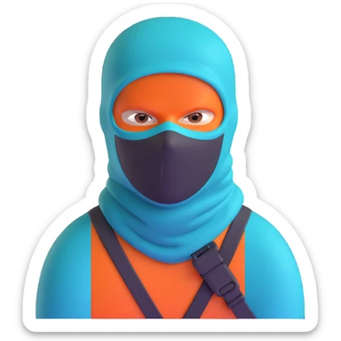 menacing robber with teal and orange balaclava sticker