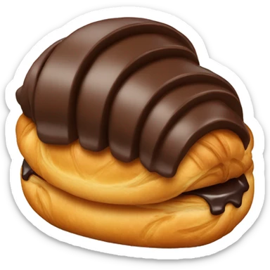 A croissant with two bars of chocolate inside, slightly visible sticker