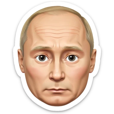 Vladimir Putin, Russian president, with stern expression sticker