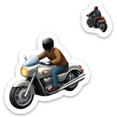 An icon showing a car and a motorcycle speeding through a winding road, with the car’s sleek silhouette blending into the curve of the road while the motorcycle zips past. The scene should capture the thrill of the ride, the freedom of the open road. transparent background. sticker