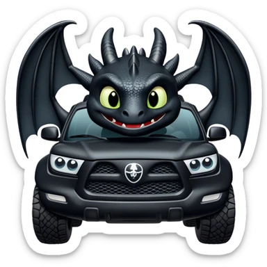 Toothless the dragon as an SUV sticker