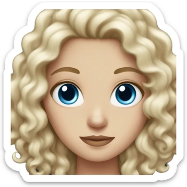 a white girl with curly hair and blue eyes sticker
