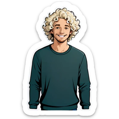 White blonde, curly haired guy T posing sticker