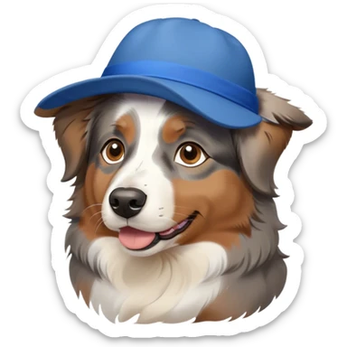 Australian shepard in a blue hat sticker