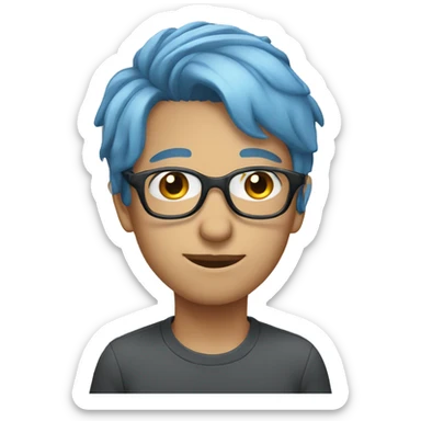  with glasses gazing forward short blue hair sticker