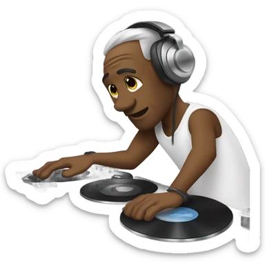 DJ man scratching records sticker