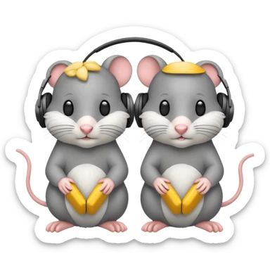 mice wearing headphones sticker