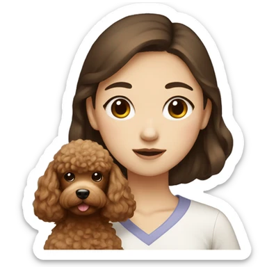korean girl with brown poodle sticker